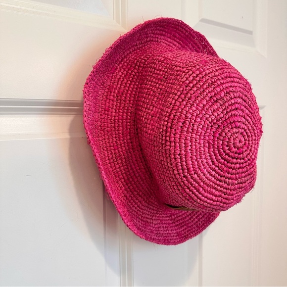NWOT Max Mara Weekend Label-cut Logo Raffia Cloche Size: M/L Spring/ Summer Pink - Picture 5 of 11